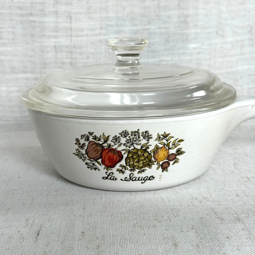 Vintage Corning Ware Spice of Life 3-Piece Set Menuette Skillet Saucepans & LIDS